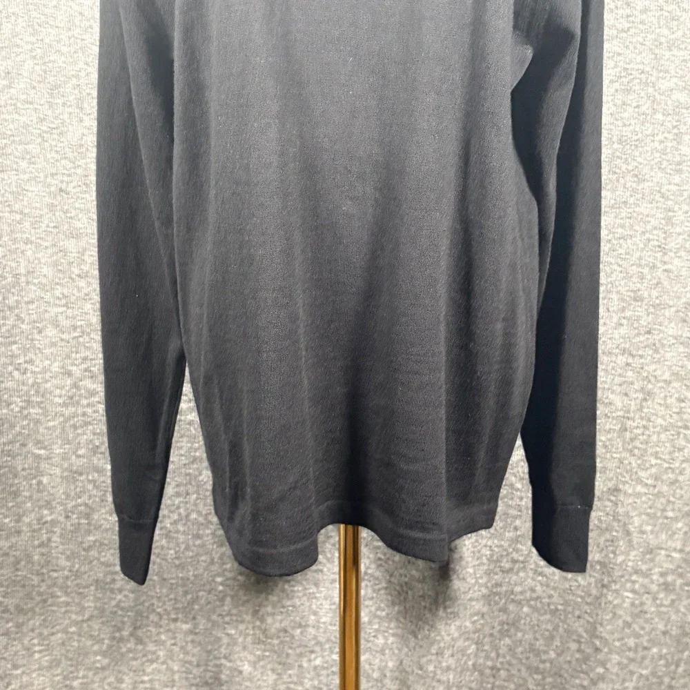 Nordstrom Mens Shop Black Merino Wool CoolMax Quarter Zip Sweater Medium